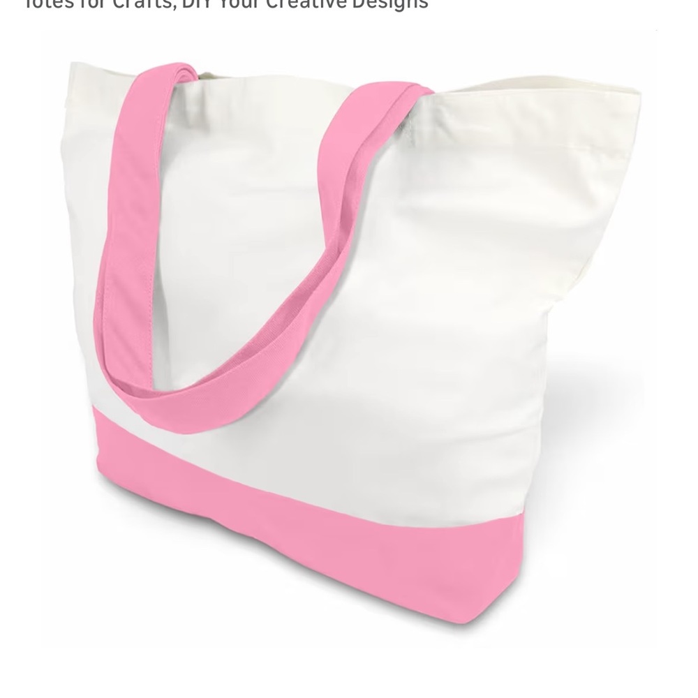 3 for $10 sale: NWT top design pink white basic cotton standard tote bag